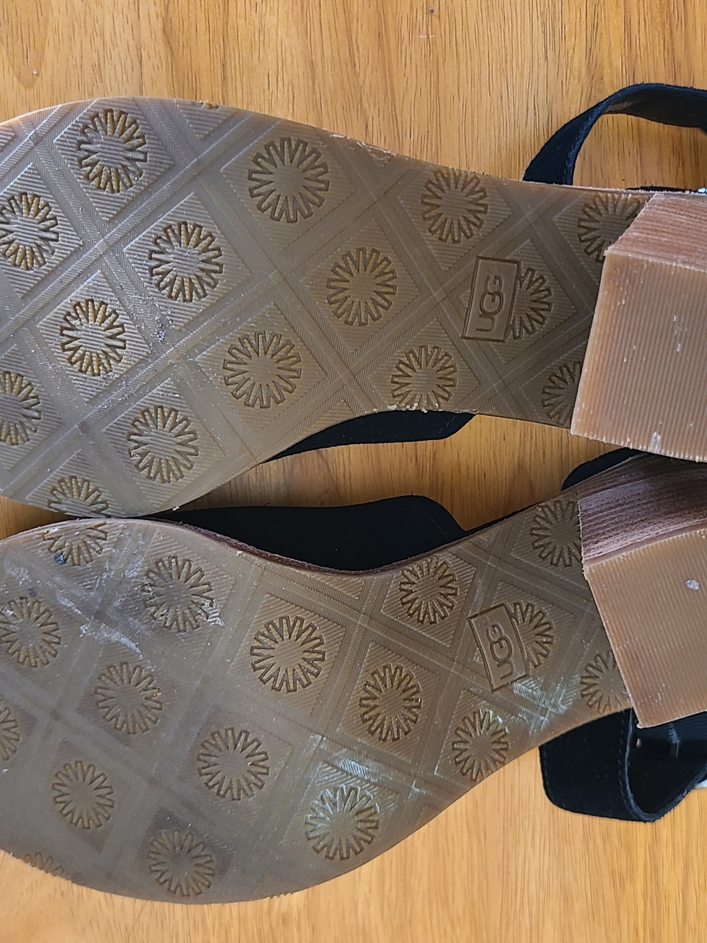 UGG Aja Black Suede Ankle Strap Heels - Picture 10 of 14